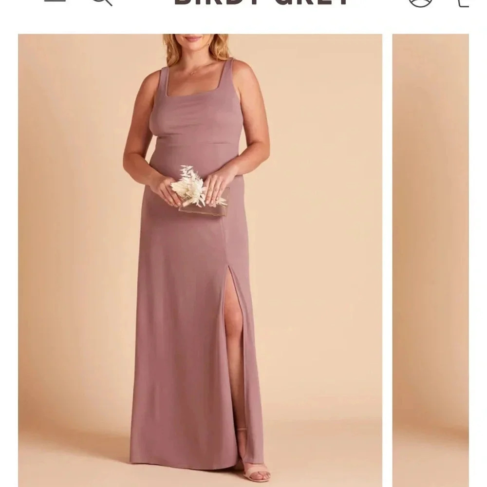 Birdy Gray Alex Dark Maeve dress size medium crepe sleeveless square neck gown
